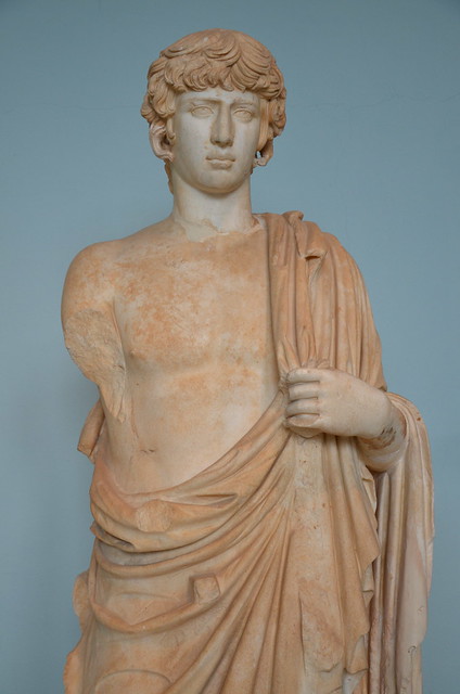 Statue of the deified Antinous represented as Asklepios, 2nd century AD, Archaeological Museum of Eleusis