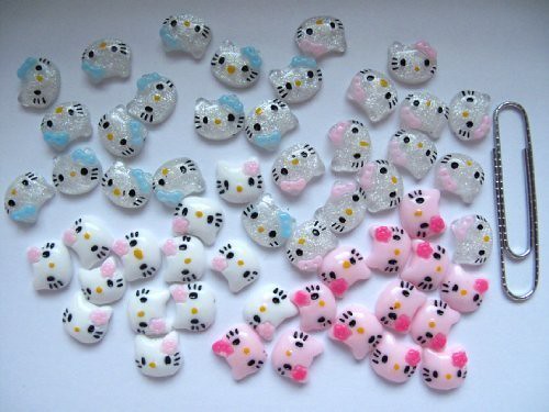 Nail Art 3d 40 Pieces Mix Kitty Head Flower & Bow for Nails, Cellphones 1.2cm Reviews