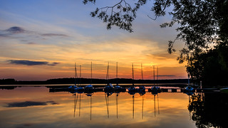 Sunset with boats