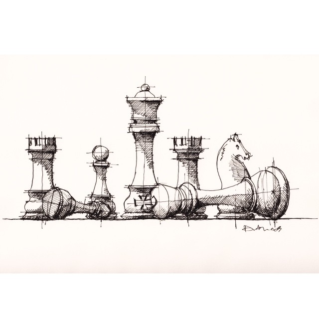 chess pieces #sketch #drawing, Dan Hogman