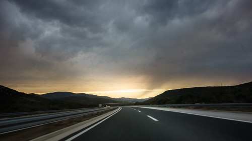 croatia dalmatia sunset clouds rain road car motorway zadar split sixteenbynine camerasonyrx100