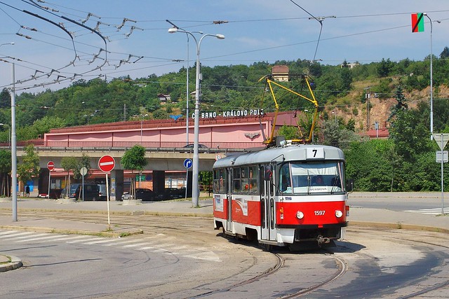 T3-1597, Brno-Královo Pole, Budovcova ul., za zast. Královo Pole nádraží, linka 7 (Královo Pole nádraží – Bohunice Švermova), 8.7.2006