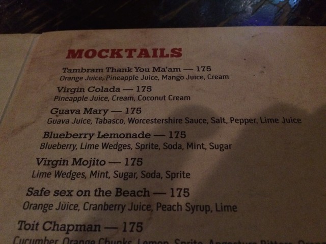 truly yummy mocktails menu