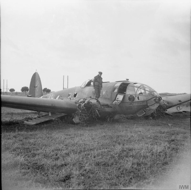 Heinkel He 111 bomber shot down