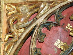 Mattishall screen:  St George in armour with sword and shield (15th Century)