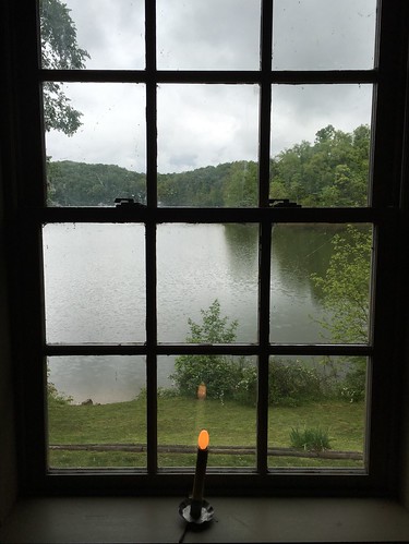 ohio lake window candle rainyday view indoors getoutside saltforkstatepark