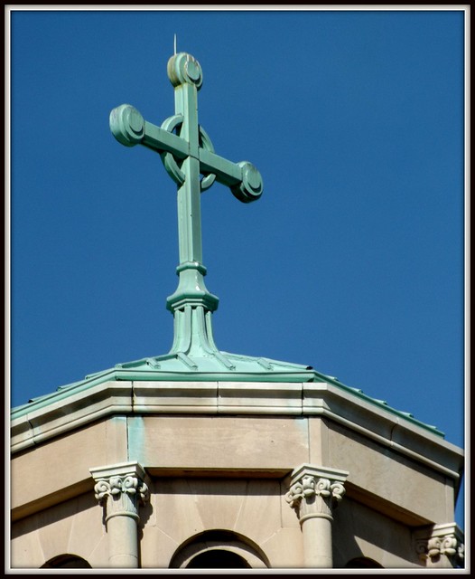 Saint Cecilia Roman Catholic Church: Cross Atop Tower--Detroit MI