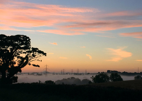 morning ireland mist fog sunrise landscape down northernireland pylons ulster