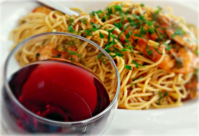 Wine Spaghetti and Shrimps