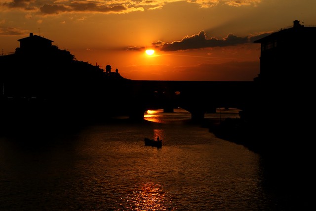 Sunset over river Arno