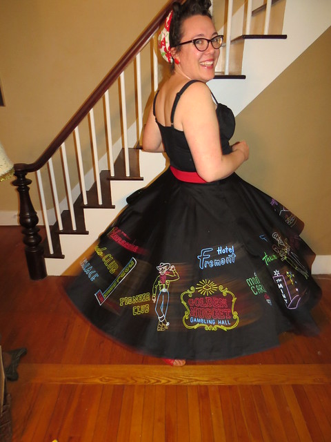 Thu, 03/26/2015 - 7:51pm - Natalie painted this awesome skirt for our trip to Viva Las Vegas 18 next week!                               