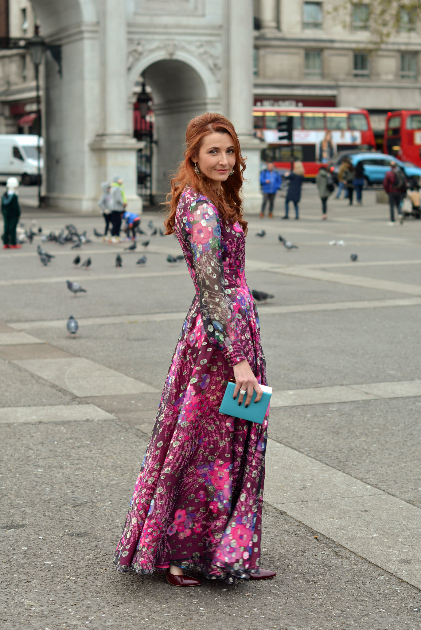 Vintage 1970s full-length patterned dress