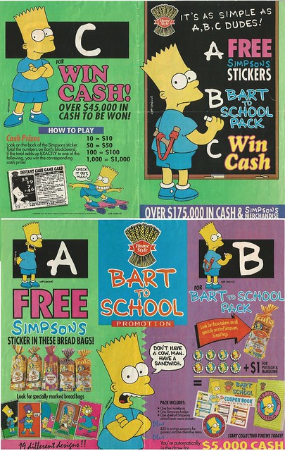 1992 Homestyle Bread The Simpsons Bart To School Flyer - New Zealand