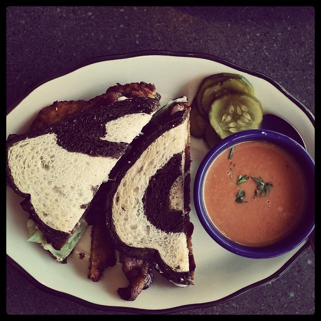It's a perftct day for a fried green tomato blt, and a cup of tomato soup...mmm!