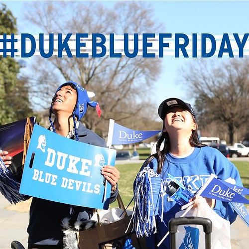 Tomorrow, @DukeStudents, faculty, staff and @dukealumni are invited to wear #DukeBlue as we gear up for the @duke_mbb #FinalFour matchup against Michigan State this Saturday. Share your photos with us using the hashtag #DukeBlueFriday. #GoDuke!