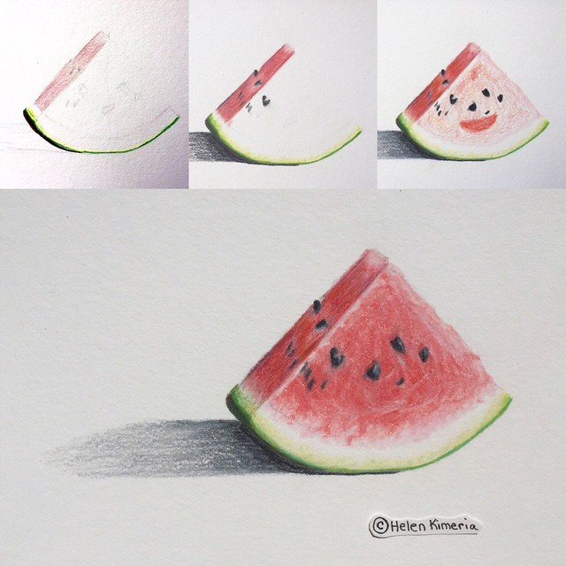 Digital drawing of watermelon slices by ErinAudrey on DeviantArt