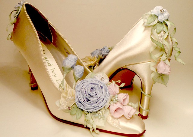 Flower covered pumps