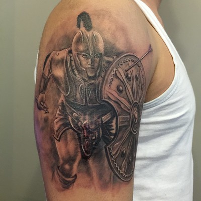 Inkcredible Tattoo - Tattoo by @joshsteinfeldt_art Sometimes you have to  cover your Ex's name with a badass Trojan Warrior that represents your son  instead. Started this full Greek theme sleeve for my