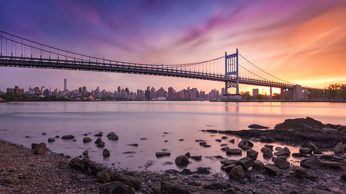 newyorkcity longexposure bridge sunset skyline colorful waterfront queens astoria 169 triboroughbridge rfkbridge