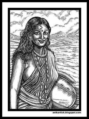 ART CHENNAI / TAMIL ART / TAMIL ARTIST / DRAWING / SKETCHES / ILLUSTRATIONS / PEN DRAWING / TAMIL GIRLS / TAMIL LADIES / TAMIL WOMEN / TAMIL PENGAL / OVIYAM / OVIYANGAL / TAMIL NADU TRADITIONAL ART - Anikartick,Chennai,India | by Artist ANIKARTICK,Chennai(T.Subbulapuram VASU)