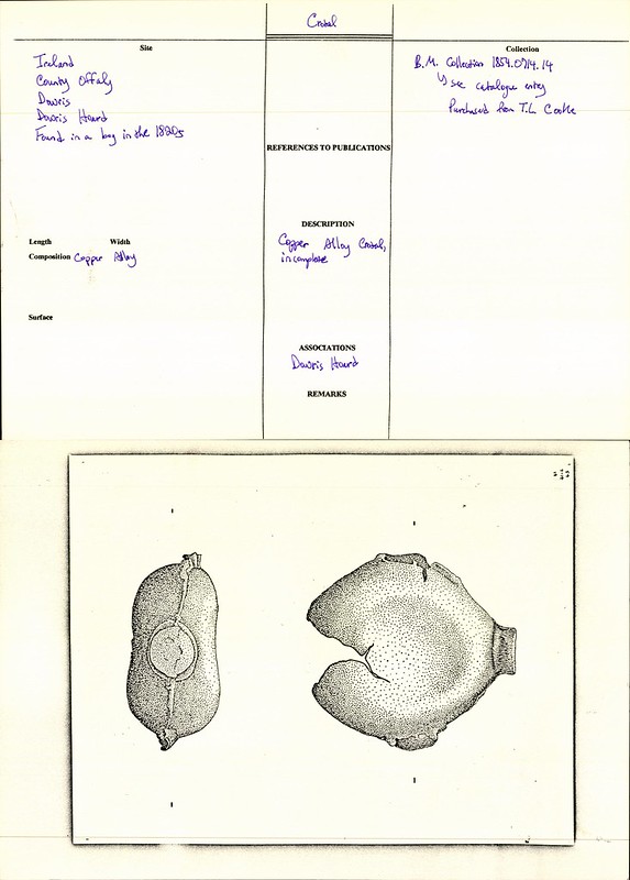 British Museum Bronze Age Card Index transcription for drawer B16.