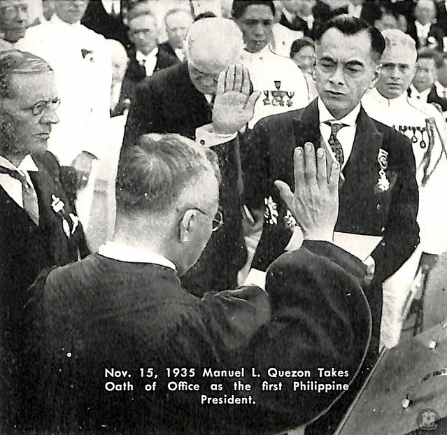 On Nov.15, 1935, Manuel L. Quezon takes oath of office as the first Philippine President.