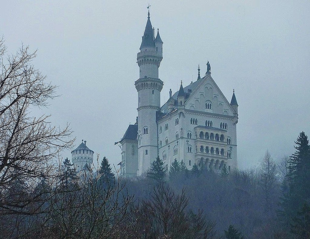 Bayern, Füssen, Schloss Neuschwanstein im Winternebel, 74415/5683