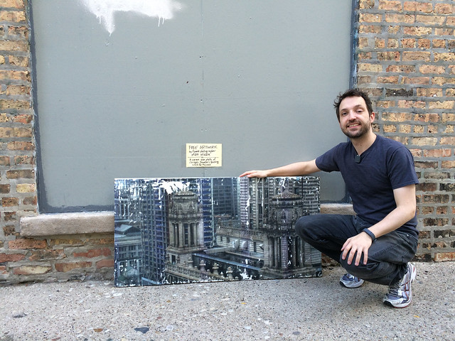 Me standing by my four-foot long wax photo of the Jeweler's Building