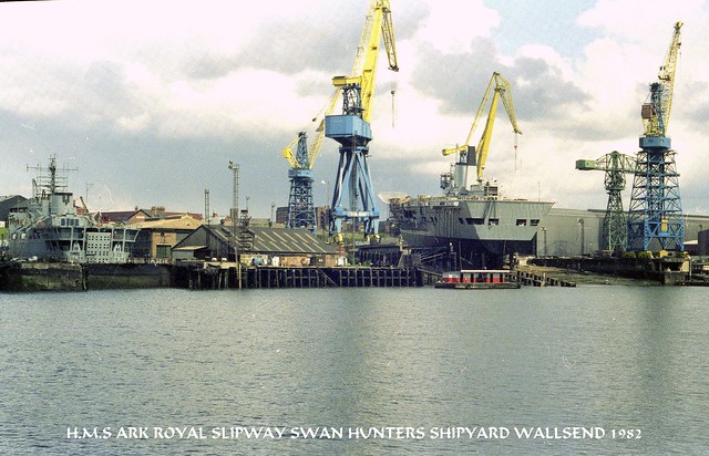 HMS Ark Royal Slipway Swan Hunters River Tyne Wallsend  1982