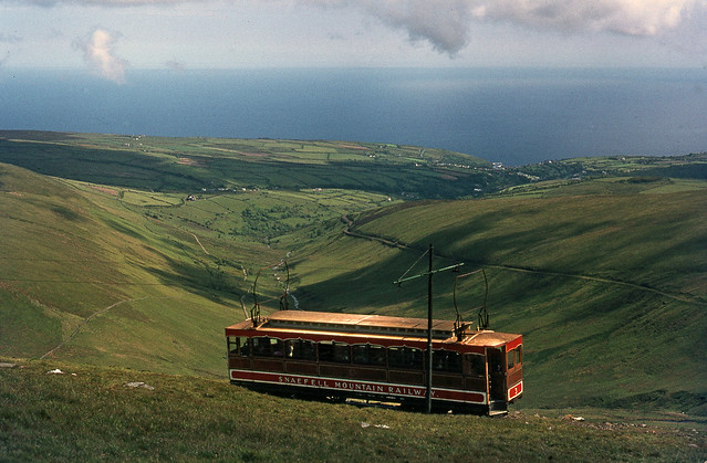 By  Snaefell summit - Car No.3 returning. 29/6/72.