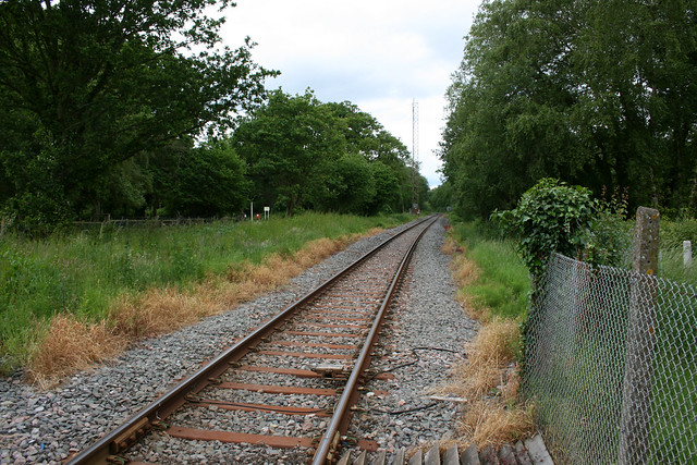 Crossing the Fawley railway line at Hythe