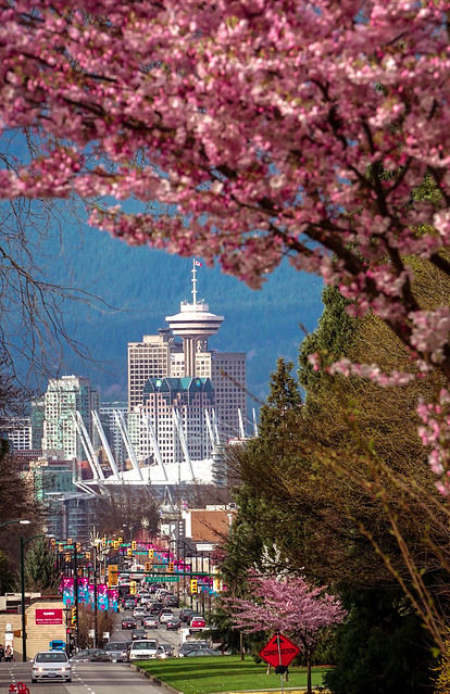 Cambie Street in Spring in Vancouver BC Canada