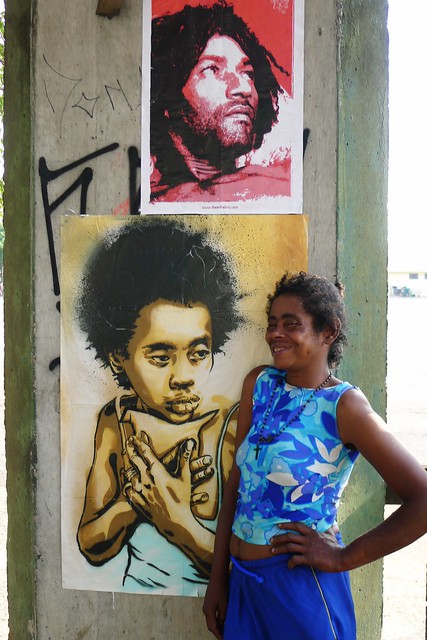 stencil portrait of Helaine by RNST and of Pai Beto by Psycozrcs, Vila Leopoldian, Sao Paulo