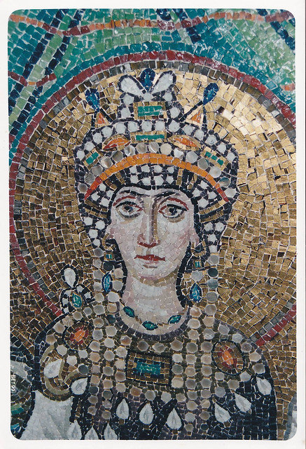 Empress Teodora: Detail of the mosaic from the apse of the Basilica di San Vitale, Ravenna