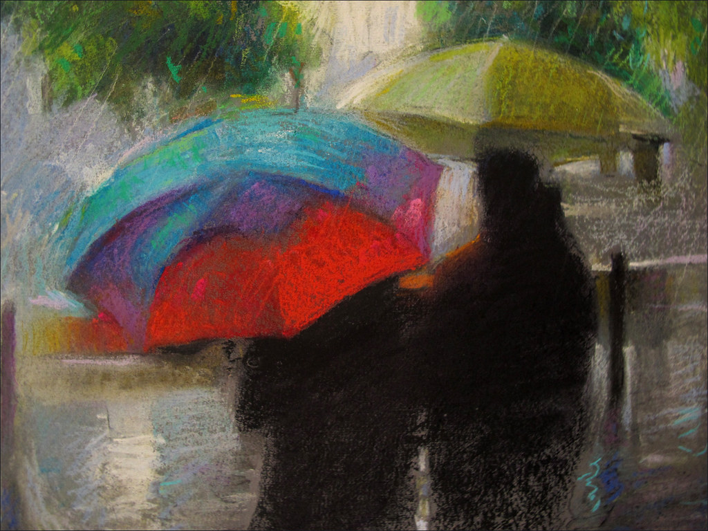 Pareja bajo la lluvia. (Fragmento). | Pastel sobre cartón. 2… | Flickr