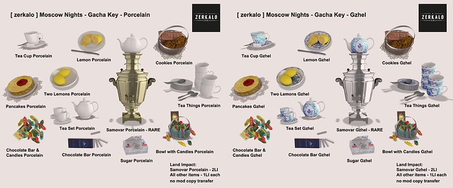 [ zerkalo ] Moscow Nights Gacha Key Gzhel & Porcelain Sets - Now at Shiny Shabby!! <3