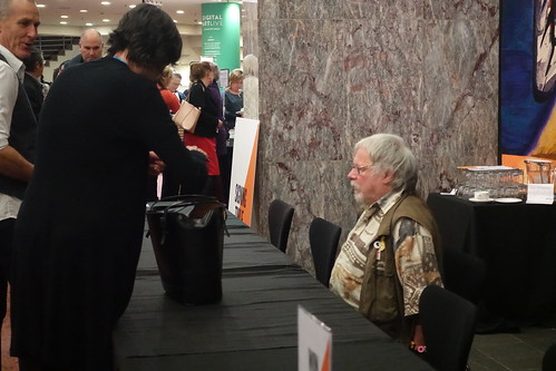 Bill Oddie at the signing desk