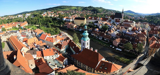 庫存沒有極限  ~ Panorama view  of  Krumlov  from Hradek  @ Český Krumlov Castle ~ Český Krumlov 庫倫洛夫 ~