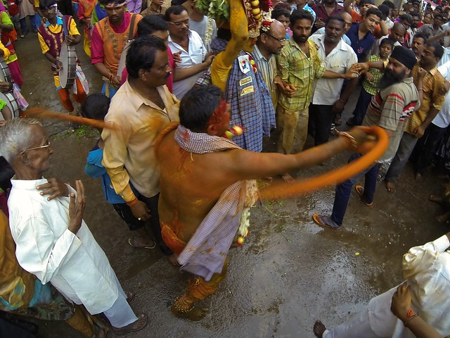 #124 The process of lashing whips by Potharaju on the public