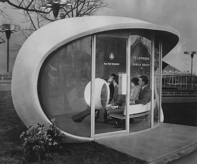 The future of telephones as forseen at the 1964 World's Fair. (they sure liked ovals back then).  New York.