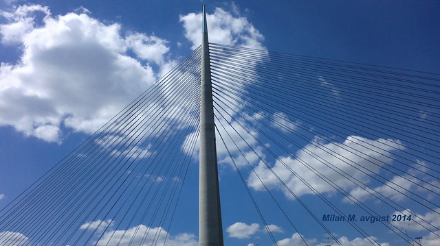 Ada Bridge, Sava river, Belgrade, Serbia, August 2014; Most na Adi, Beograd, Srbija, avgust 2014 godine