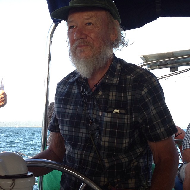 Philip steering the catamaran #ariacruises #moretonbay #peelisland to #rabybay #Clevelandqld #redlandsanyday #photoadayredlands