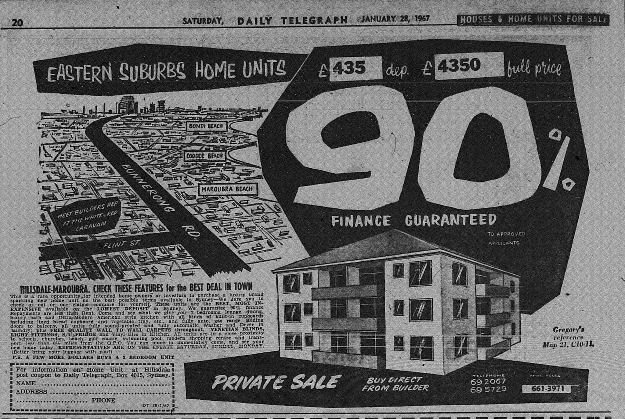Eastern Suburbs Home Units Ad January 28 1967 daily telegraph 20