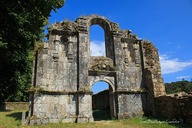 Abbaye Saint-Maurice de Carnoët - Fronton de l'église abbatiale en ruine