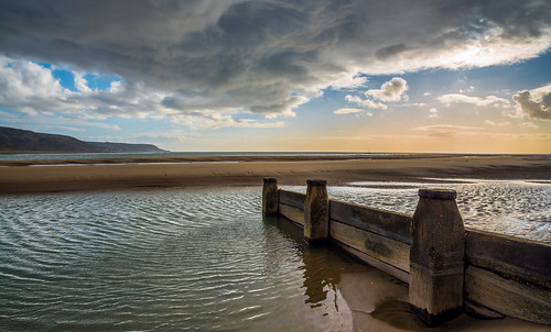 uk sea sunlight seascape beach water wales clouds landscape coast sand unitedkingdom hills barmouth twop