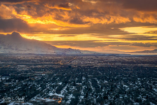 Golden Winter Sunset in Salt Lake City