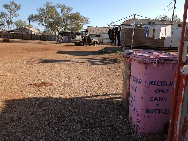 Our campsite behind the Pink Roadhouse at Oodnadatta