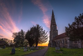 Sunset at Gt Finborough Church
