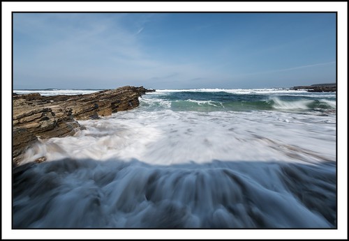 blue sea blur beach scotland orkney rocks atlantic nd swell birsay