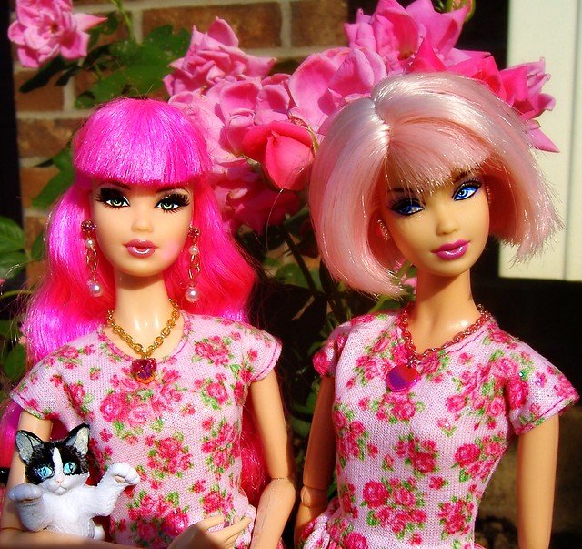 Rosalie & Peony in rose dresses #3